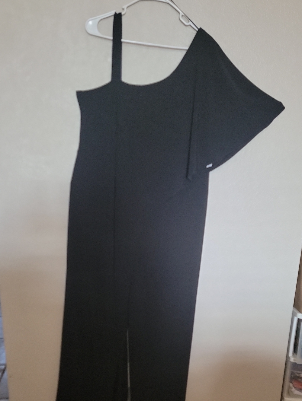 R&M Richards Black One-Shoulder Jumpsuit Dress